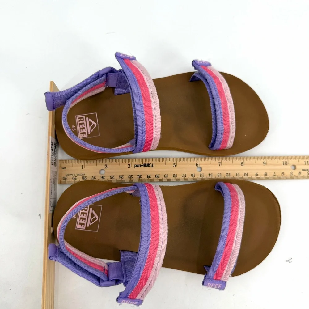 REEF Sandals Youth Girls 4/5 Little Ahi Convertible Pink Purple Stripes READ